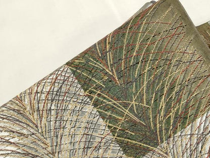 平和屋着物●染色作家　草野一騎　つけ帯　草木文　金銀糸　正絹　逸品　CABH6751dy