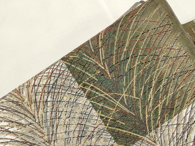 平和屋着物●染色作家　草野一騎　つけ帯　草木文　金銀糸　正絹　逸品　CABH6751dy