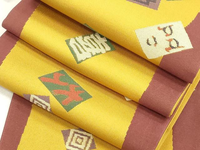 平和屋着物●本場筑前博多織　半幅帯　色紙間道　正絹　逸品　CABH6753dy