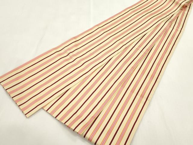平和屋着物●本場筑前博多織　半幅帯　間道　正絹　逸品　CABH6754dy