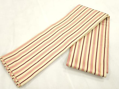 平和屋着物●本場筑前博多織　半幅帯　間道　正絹　逸品　CABH6754dy