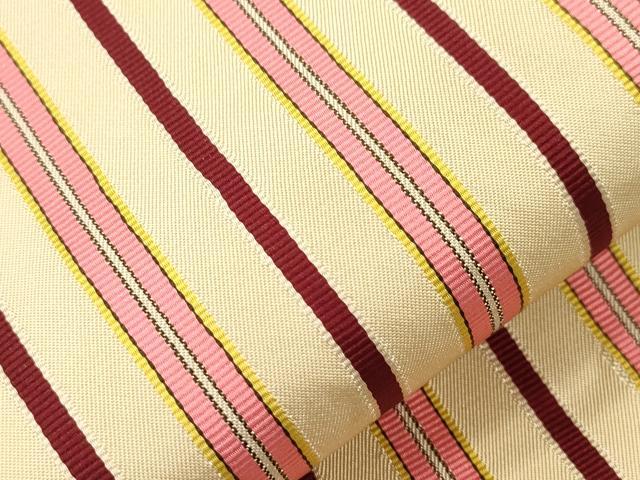 平和屋着物●本場筑前博多織　半幅帯　間道　正絹　逸品　CABH6754dy