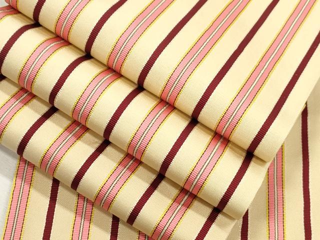平和屋着物●本場筑前博多織　半幅帯　間道　正絹　逸品　CABH6754dy