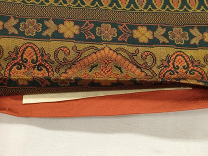 平和屋着物●本場筑前博多織　半幅帯　幾何学花文　正絹　逸品　CABH6755dy