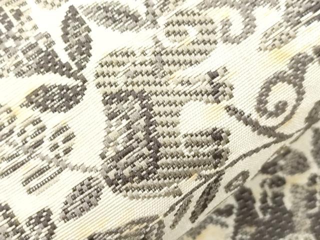 平和屋着物●本場筑前博多織　両面　半幅帯　象　草花文　大倉織物謹製　証紙付き　正絹　逸品　CABH6757dy