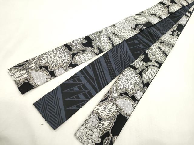 平和屋着物●男性　両面　角帯　草花文　正絹　逸品　CABH6759dy