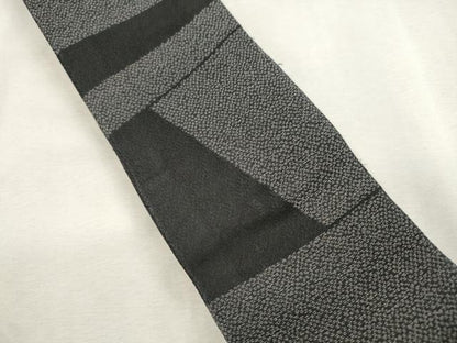 平和屋着物●男性　両面　角帯　縞　黒地　正絹　逸品　CABH6762dy
