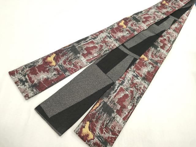 平和屋着物●男性　両面　角帯　幾何学文　正絹　逸品　CABH6765dy