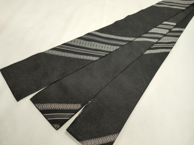 平和屋着物●男性　本場筑前博多織　角帯　斜線文　黒地　はかた匠工芸　証紙付き　正絹　逸品　CABH6768dy