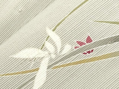 平和屋着物●八寸名古屋帯　紬地　草花文　名古屋仕立て　正絹　逸品　CABH6772dy