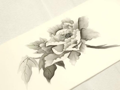 平和屋着物●塩瀬　九寸名古屋帯　作家物　手描き　草花文　正絹　逸品　CABH6775dy