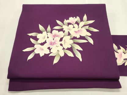平和屋着物●塩瀬　九寸名古屋帯　草花文　正絹　逸品　CABH6778dy