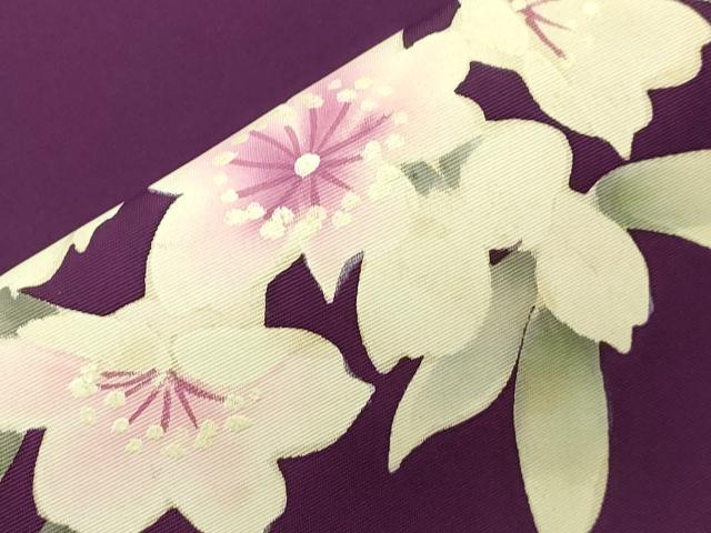 平和屋着物●塩瀬　九寸名古屋帯　草花文　正絹　逸品　CABH6778dy