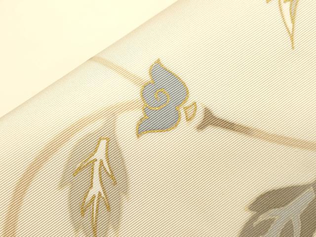 平和屋着物●塩瀬　九寸開き名古屋帯　花唐草文　正絹　逸品　CABH6780dy