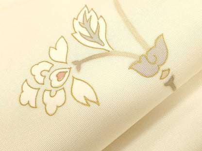 平和屋着物●塩瀬　九寸開き名古屋帯　花唐草文　正絹　逸品　CABH6780dy