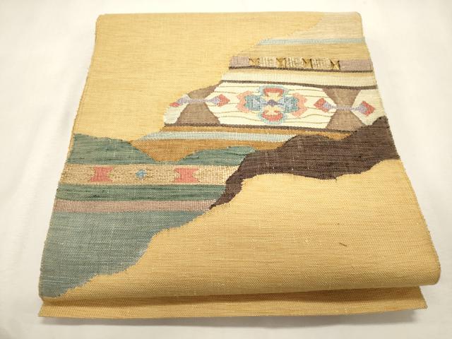 平和屋着物●八寸名古屋帯　すくい織　霞花文　やまと誂製　正絹　逸品　未使用　CABH6781dy