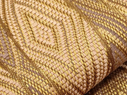 平和屋着物●八寸名古屋帯　組織　幾何学文　金糸　名古屋仕立て　正絹　逸品　CABH6783dy