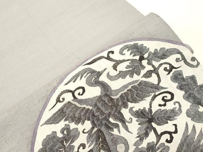 平和屋着物●太鼓柄袋帯　すくい織　孔雀花文　正絹　逸品　CABH6787dy
