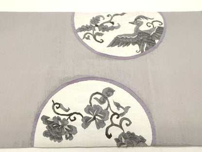 平和屋着物●太鼓柄袋帯　すくい織　孔雀花文　正絹　逸品　CABH6787dy