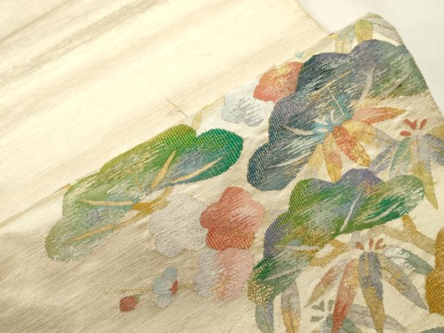 平和屋着物●太鼓袋帯　すくい織　松竹梅　金銀糸　正絹　逸品　CABH6788dy