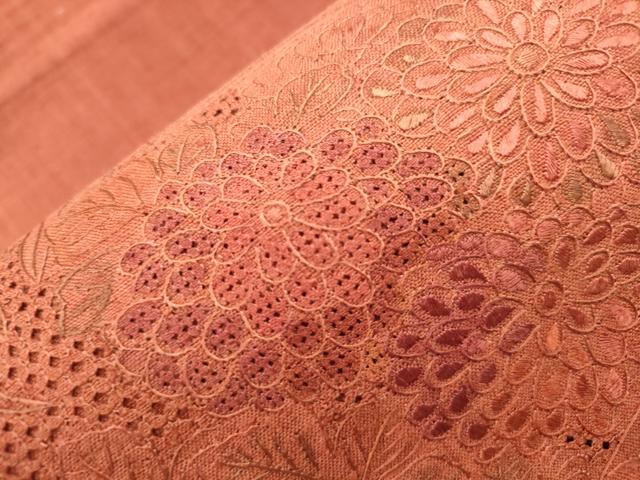 平和屋着物●中国三大刺繍　スワトウ刺繍　総刺繍　太鼓柄袋帯　紬地　色紙重ね草花文　正絹　逸品　未使用　CABH6790dy