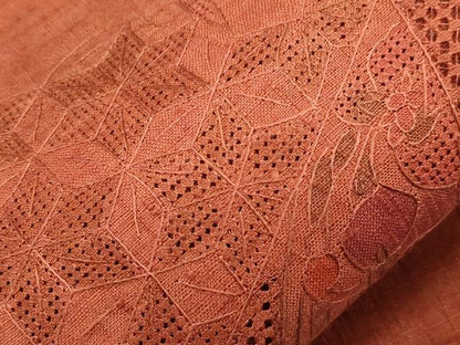 平和屋着物●中国三大刺繍　スワトウ刺繍　総刺繍　太鼓柄袋帯　紬地　色紙重ね草花文　正絹　逸品　未使用　CABH6790dy