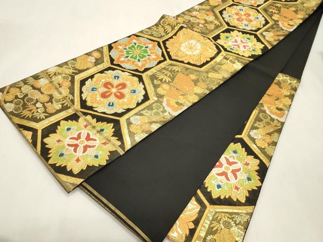 平和屋着物●西陣　川島織物　六通柄　本袋帯　亀甲花文　金糸　正絹　逸品　CABH6791dy