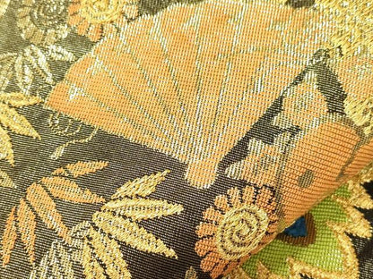平和屋着物●西陣　川島織物　六通柄　本袋帯　亀甲花文　金糸　正絹　逸品　CABH6791dy