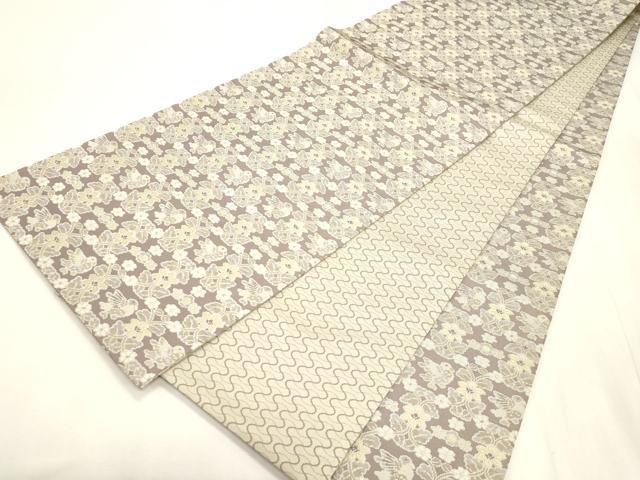 平和屋着物●両面　全通柄袋帯　経錦　花鳥文　正絹　逸品　未使用　CABH6793dy