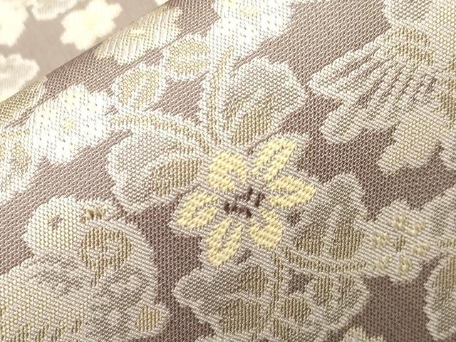 平和屋着物●両面　全通柄袋帯　経錦　花鳥文　正絹　逸品　未使用　CABH6793dy