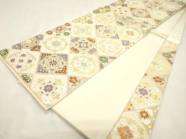 平和屋着物●六通柄袋帯　西陣織錦　宮廷雅　菱花文　金銀糸　正絹　逸品　CABH6796dy