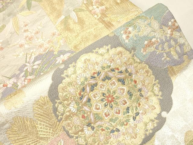 平和屋着物●六通柄袋帯　煌輝箔錦　雪輪草花文　金銀糸　正絹　逸品　未使用　CABH6797dy