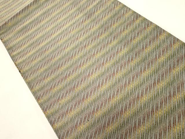 平和屋着物●両面　六通柄袋帯　横段文　金糸　正絹　逸品　CABH6798dy