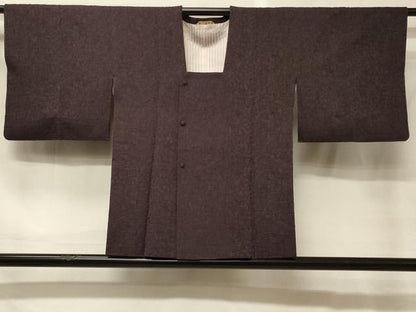 平和屋着物＃道行コート　色無地　霞地紋　紅消鼠色　正絹　逸品　CABH6801in