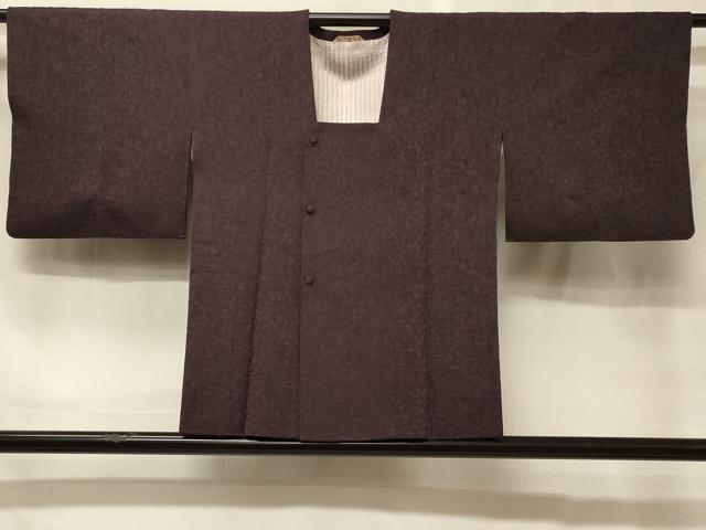 平和屋着物＃道行コート　色無地　霞地紋　紅消鼠色　正絹　逸品　CABH6801in