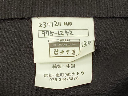 平和屋着物＃道中着　蔦の葉文　黒地　洗える着物　CABH6806in