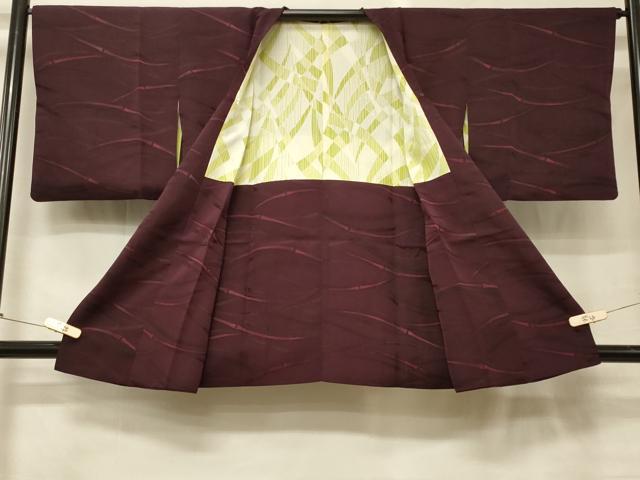 平和屋着物＃道行コート　地紋起こし　竹　正絹　逸品　CABH6812in