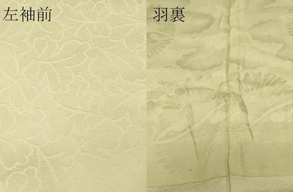 平和屋着物＃羽織　色無地　葉づくし地紋　若芽色　正絹　逸品　CABH6814in