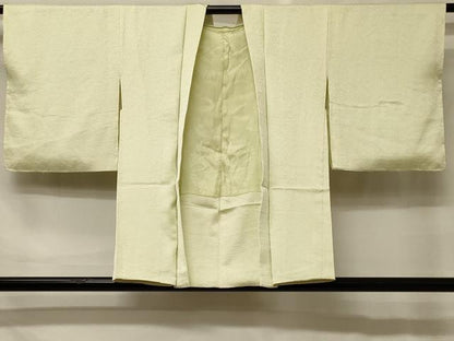 平和屋着物＃羽織　色無地　葉づくし地紋　若芽色　正絹　逸品　CABH6814in
