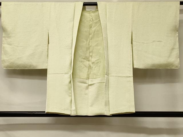 平和屋着物＃羽織　色無地　葉づくし地紋　若芽色　正絹　逸品　CABH6814in