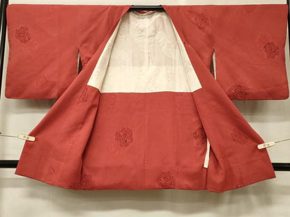 平和屋着物＃道行コート　地紋起こし　絵皿花文　正絹　逸品　CABH6815in