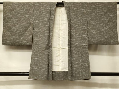 平和屋着物＃羽織　お召地　草葉文　正絹　逸品　CABH6818in