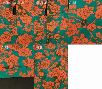平和屋着物＃アンティーク　大正ロマン　羽織　草花文　正絹　逸品　CABH6819in