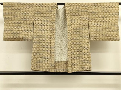 平和屋着物＃羽織　型染め　立涌草花文　正絹　逸品　CABH6825in