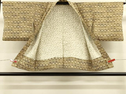 平和屋着物＃羽織　型染め　立涌草花文　正絹　逸品　CABH6825in