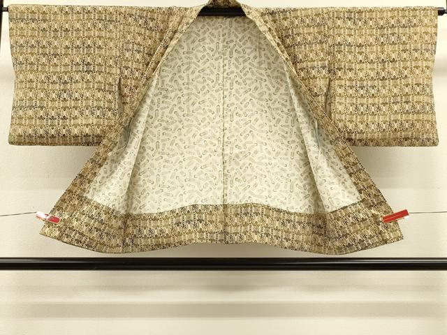 平和屋着物＃羽織　型染め　立涌草花文　正絹　逸品　CABH6825in