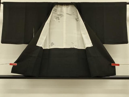 平和屋着物＃道行コート　寿光織　風景文　黒地　金銀糸　正絹　逸品　CABH6827in