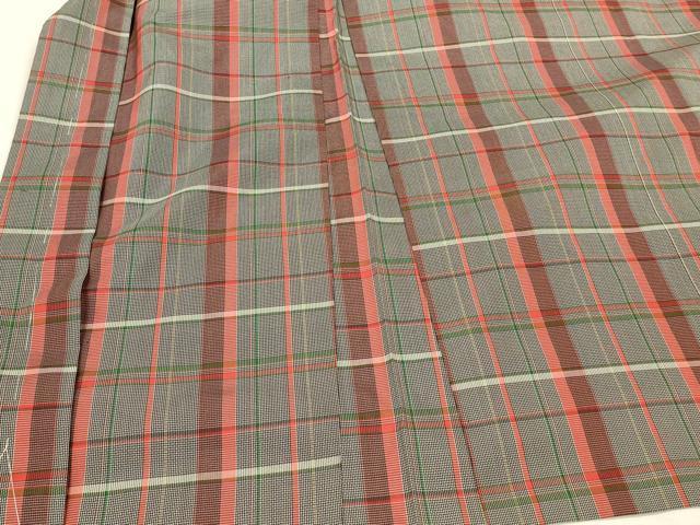 平和屋着物＃本場縞大島紬　羽織　格子柄　正絹　逸品　未使用　CABH6829in