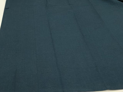 平和屋着物＃道行コート　紬地　紺色　ロング丈　正絹　逸品　CABH6832in