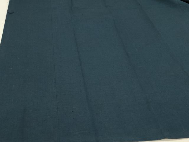平和屋着物＃道行コート　紬地　紺色　ロング丈　正絹　逸品　CABH6832in